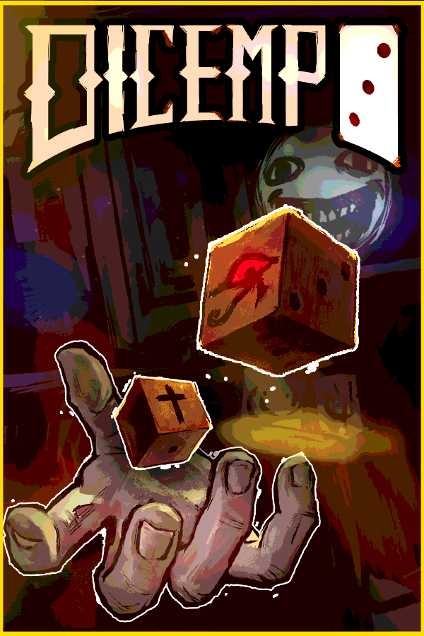 Dicempo key art, a hand throwing dice