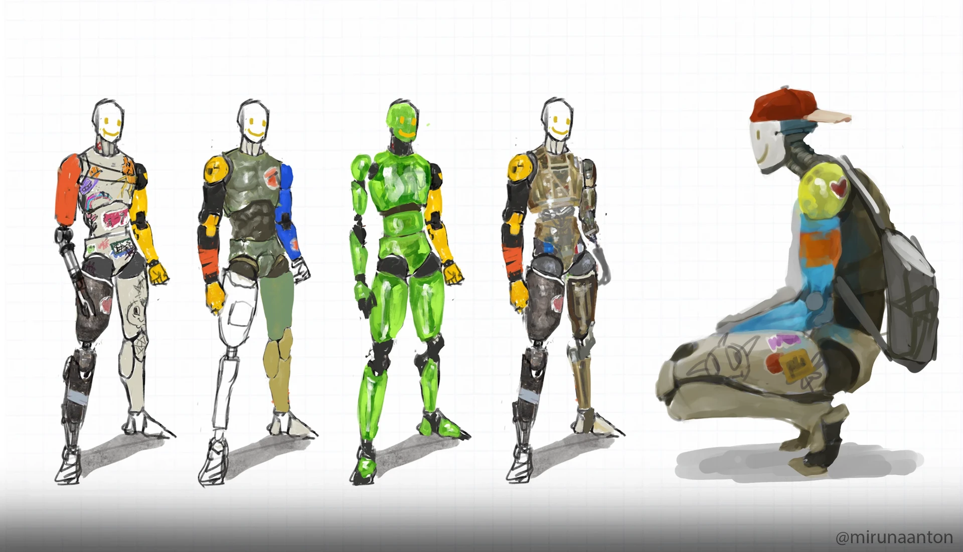 Robot concept sketches by Miruna Anton